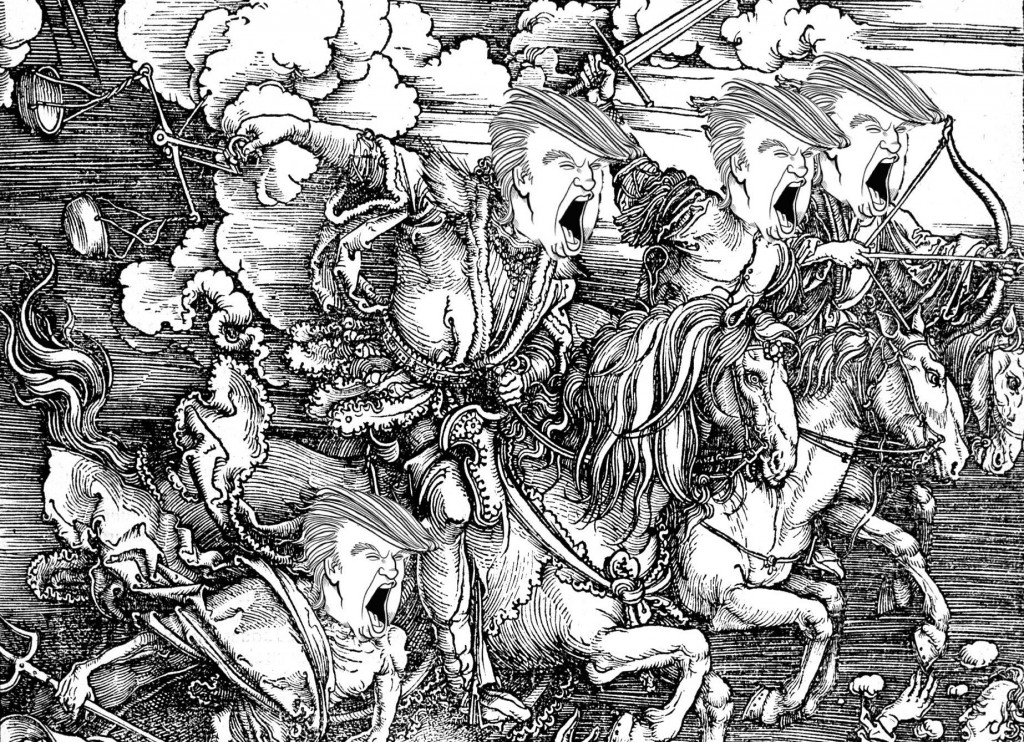 A nebo jsem se s titulkem spletl. Možná je Donald Trump čtyři jezdci apokalypsy. Snad mi to Dürer odpustí.